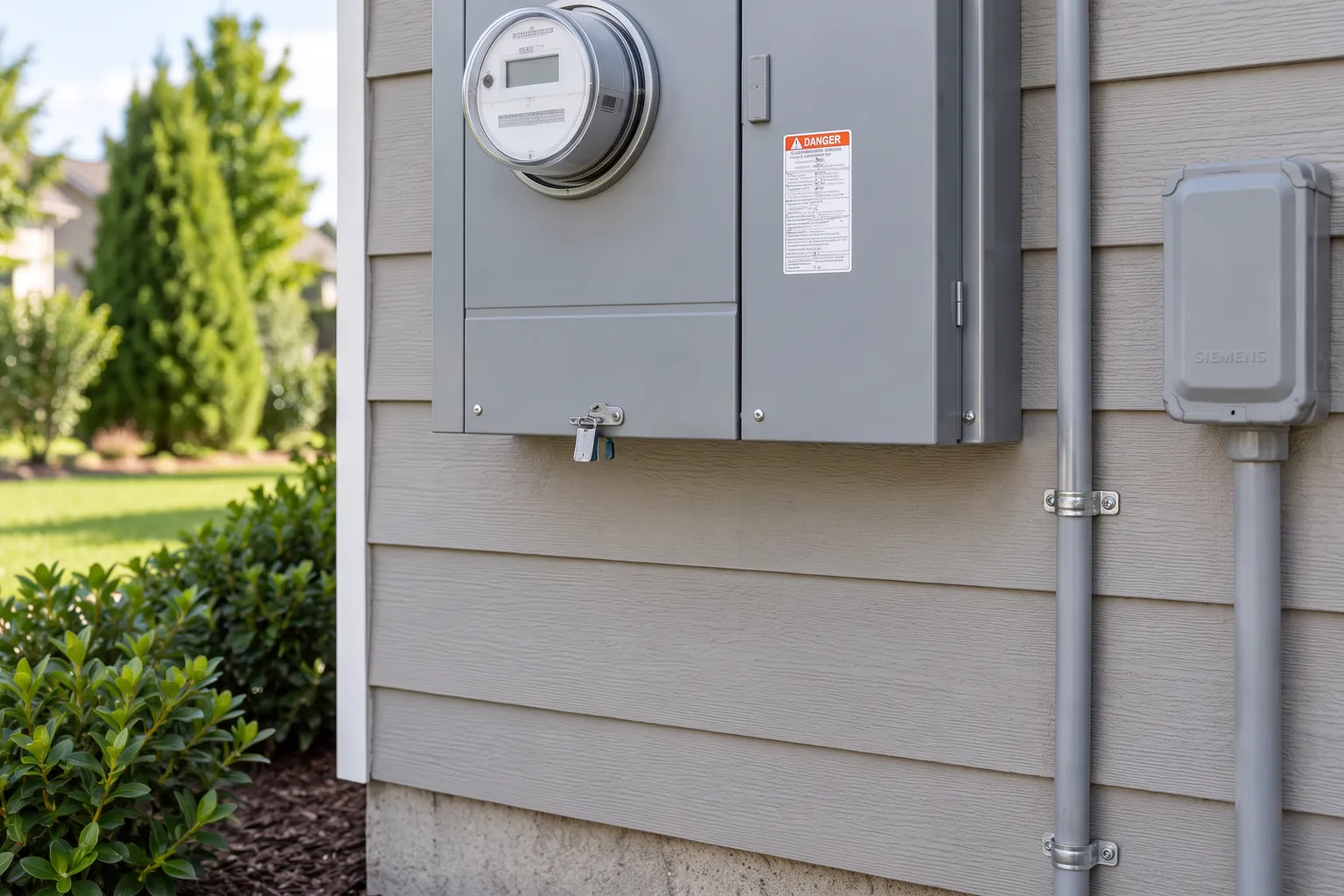 An electrical panel installed on a home's exterior