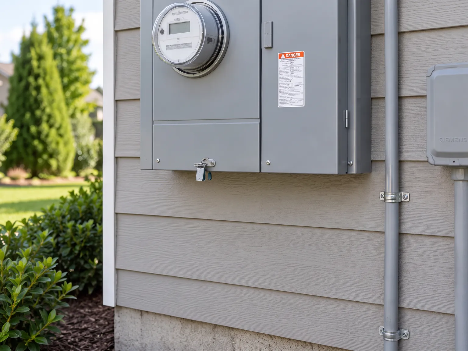 An electrical panel installed on a home's exterior