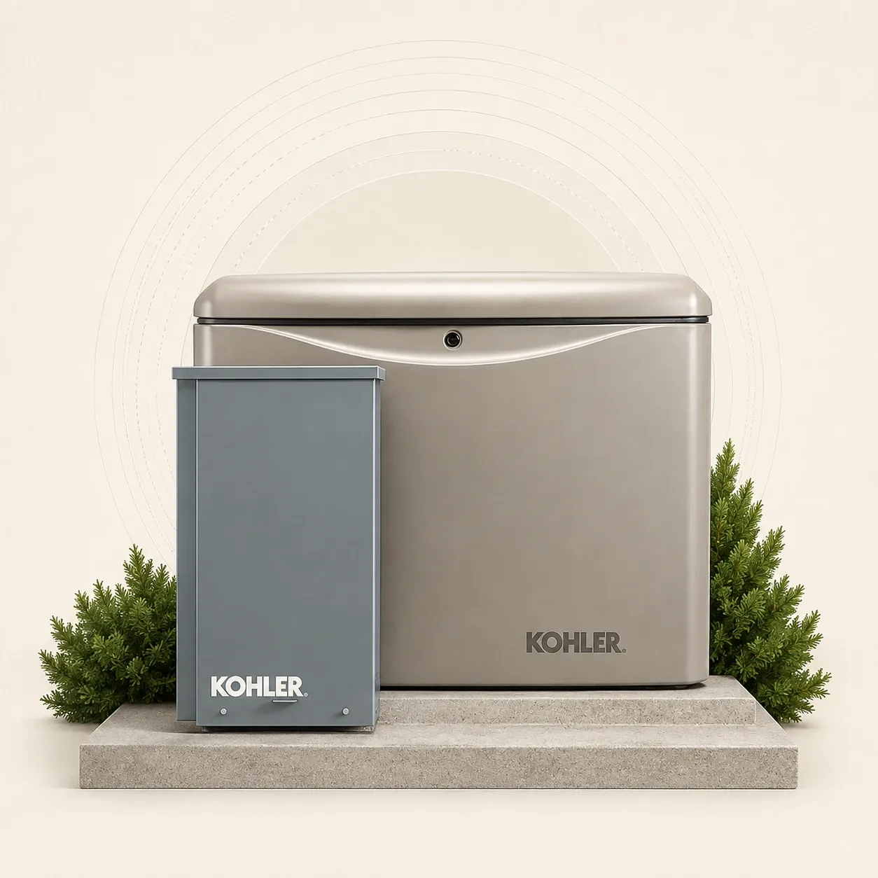 A Kohler standby generator with its automatic transfer switch